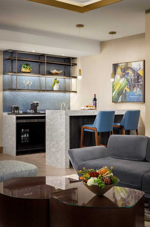 Sunset Suite Living Room, Bar, and Kitchenette at Jamul Casino Resort